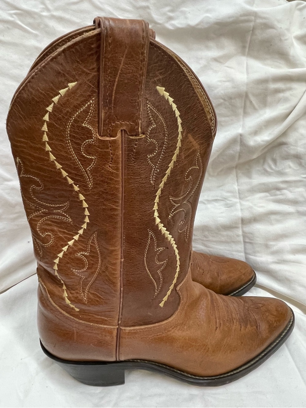 Justin Boots Brown Leather Western Cowboy Boots with Contrast Stitching 8.5b